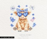 July patriotic highland cows PNG graphics Commercial Use clipart