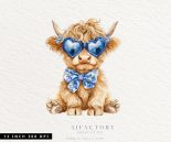 July patriotic highland cows PNG graphics Commercial Use clipart
