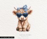 July patriotic highland cows PNG graphics Commercial Use clipart
