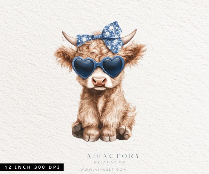 July patriotic highland cows PNG graphics Commercial Use clipart