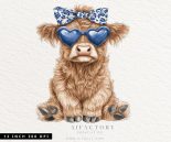 July patriotic highland cows PNG graphics Commercial Use clipart