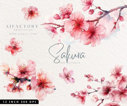 Cherry blossom clipart, Sakura clipart, Spring flowers  PNG