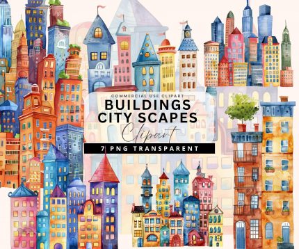 watercolor superhero city clipart buildings png, silhouette city scene clipart