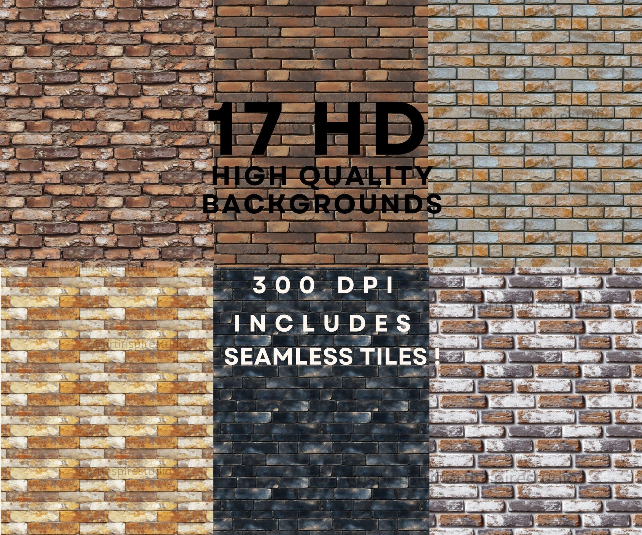 17 Brick Textures Digital Paper Seamless Rustic Brick Wall Digital ...