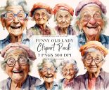 Funny old lady clipart bundle sublimation design pngs commercial use graphics